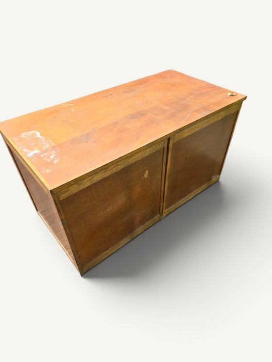 Antieke eikenhouten werkplaatskast met acht laden – Ladekasten, Metal, Wood (photo 4 of 5)