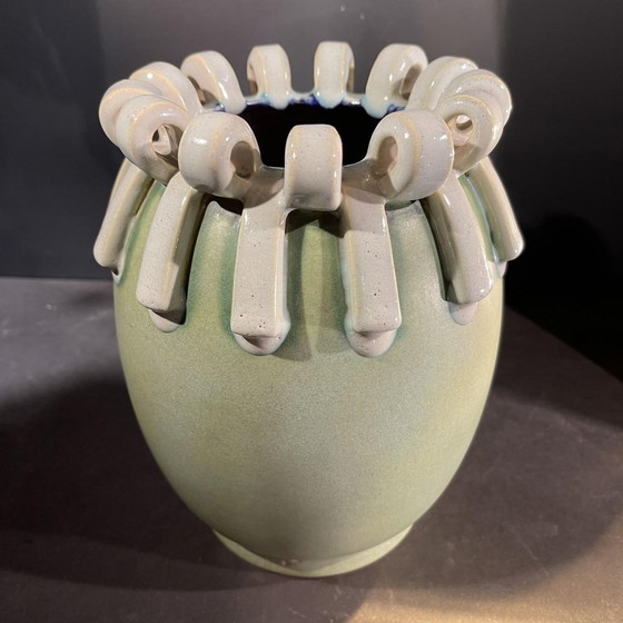 D3034 Vaas van steengoed door Ernest Dhossche voor Boch Frères Keramis – Vazen, Ceramic, Design (photo 3 of 14)