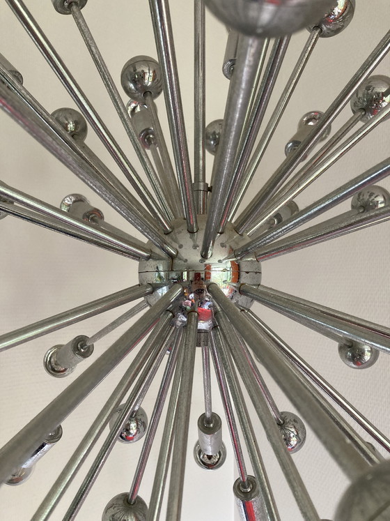 Image 1 of Chroom Sputnik Space-age kroonluchter uit de jaren 70 extra groot model