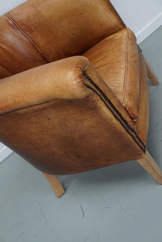 Image 1 of Vintage Nederlandse cognackleurige leren clubfauteuil