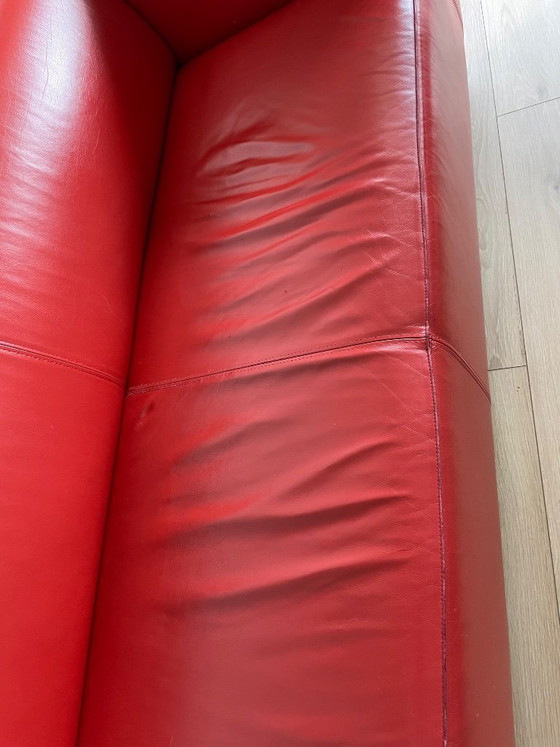 Image 1 of Design rode leren bank GELDERLAND 4800 designer Henk Vos