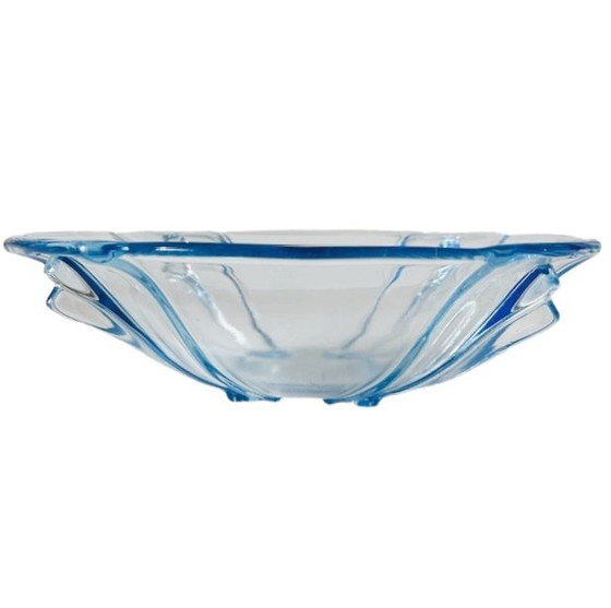 Image 1 of Walther & Sohne pressed glass fruit bowl light blue Artdeco 1930's