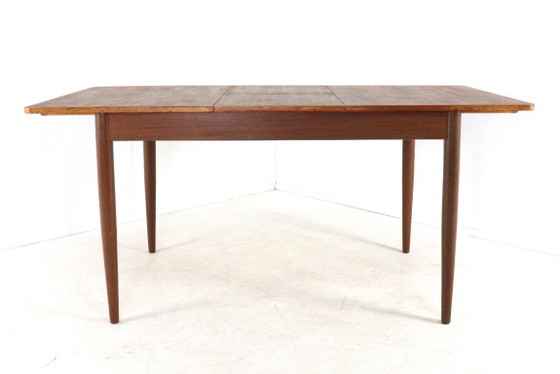 Vintage rectangular extendable Dining table midcentury 'Giessen' restored, Wood, Brown, Mid Century Modern (photo 4 of 15)