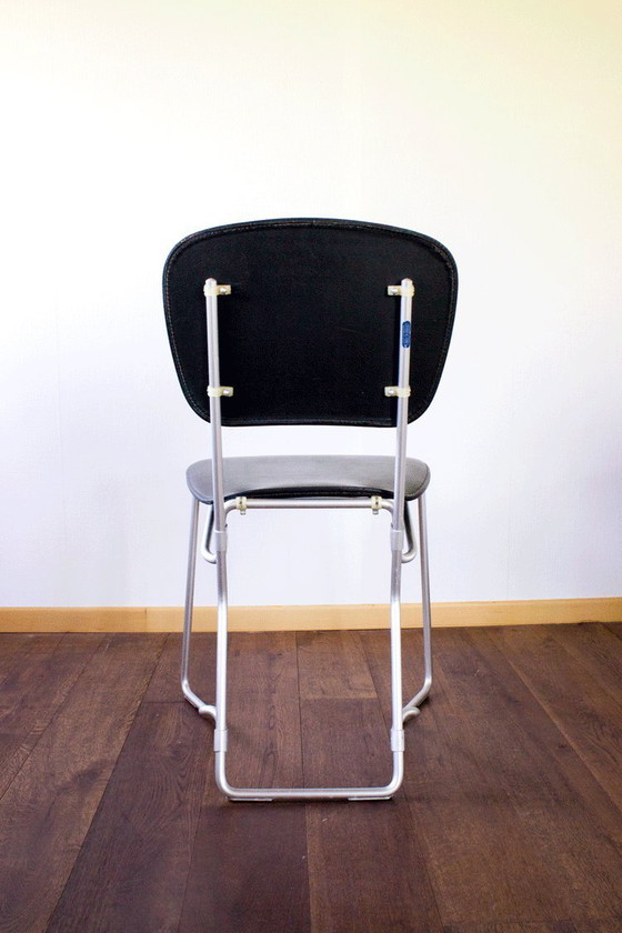 Image 1 of 5 x Aluflex Armin Wirth Black Skai Chairs 1950s