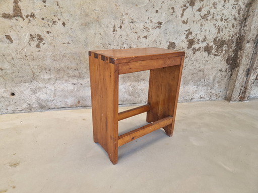 Pine Wooden Rustic Brutalist Stool