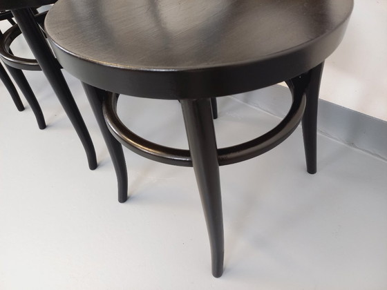 Image 1 of Set van 4 vintage Baumann Mouette stoelen in zwart hout uit de jaren 70.