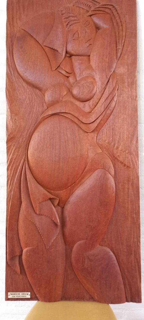 Image 1 of Sculpture unique en bois de teck réalisée par l'artiste John Beemsterboer