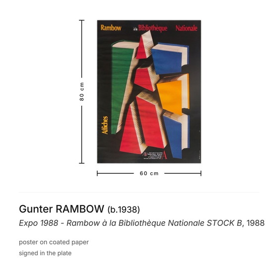 Image 1 of Gunter RAMBOW Expo - Rambow in de Nationale Bibliotheek STOCK B poster 1988