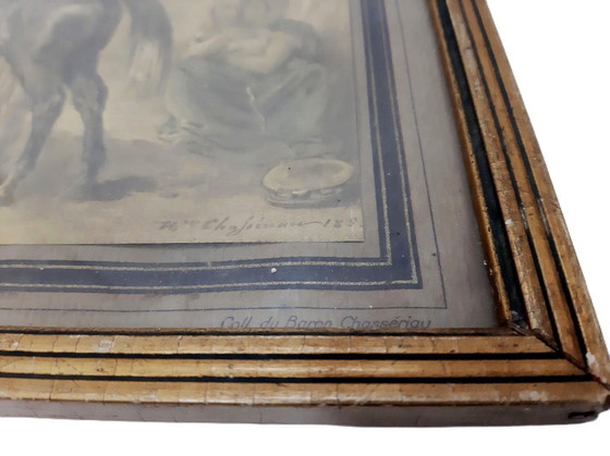 Image 1 of "Un arabo presenta una cavalla" - Stampa artistica con cornice d'epoca