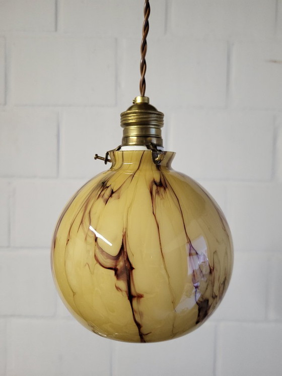 Image 1 of Lampada in vetro opalino Art déco, Verreries de Scailmont, Henri Heemskerk, Belgio