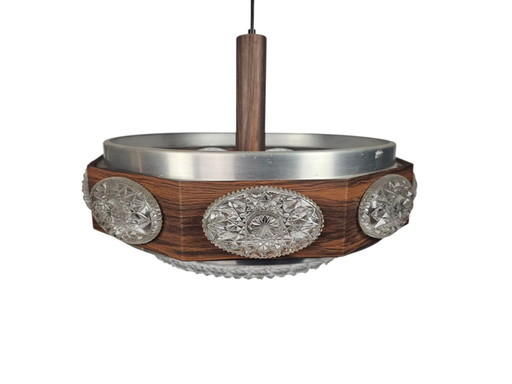 Lakro Amstelveen - pendant lamp - UFO lamp - wood veneer - aluminum - 60s