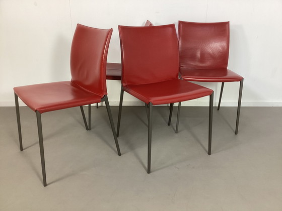 Image 1 of 4 Zanotta Italia Lia Leather Chairs Roberto Barbieri