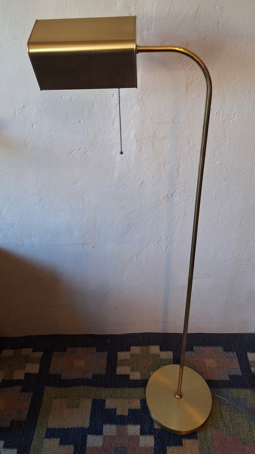 Mid-Century Modern Brass Banker's Adjustable Floor Lamp, 1970s