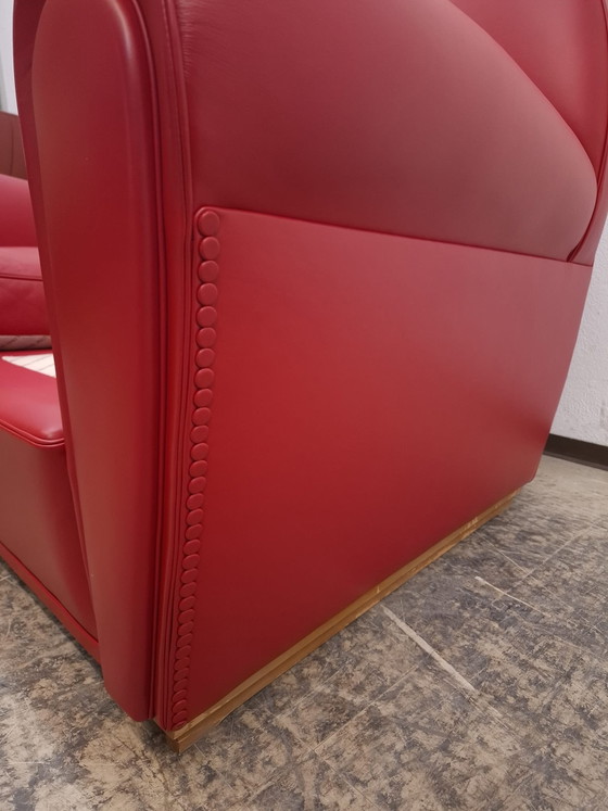 Image 1 of Poltrona Frau Vanity Fair Sofa Rode Tweezits Designer Sofa Lederen Sofa