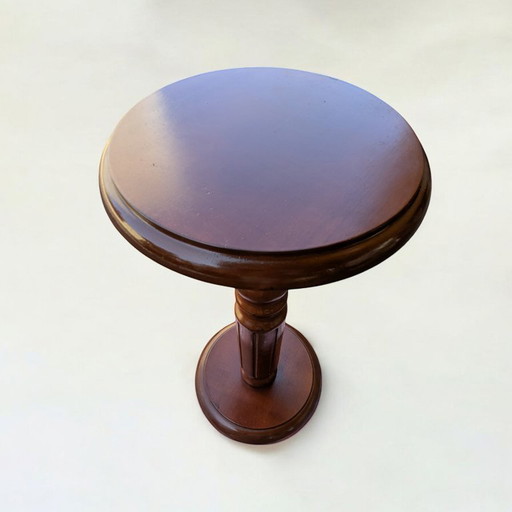 Rarity! Hand-turned plant stand made of real wood - Mid - Century, 1960s, unused, vintage decoration from Germany