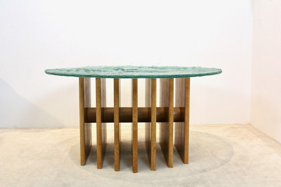 Heinz Lilienthal Sculpturale Glazen Salontafel, Koffietafelboeken, Hout, Brutalist (foto 10 van 11)