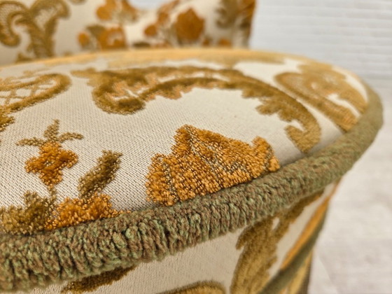 Années 1970, paire de 2 petits fauteuils danois, tissu d'ameublement marron/beige. – Textile (photo 8 of 15)