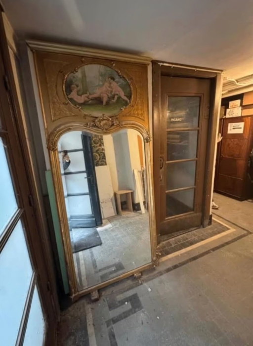 Large Antique Louis XV Mirror Gilded Rococo