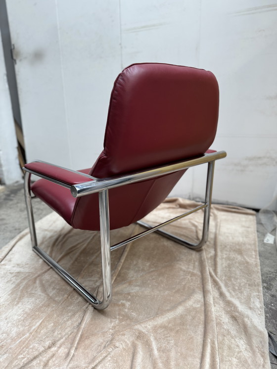 Image 1 of Fauteuil vintage des années 80 en cuir rouge italien