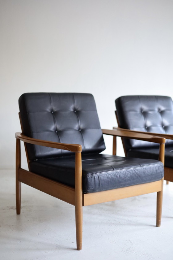 Set di 2 poltrone scandinave vintage anni '50/'60, Legno, Nero (foto 2 di 8)