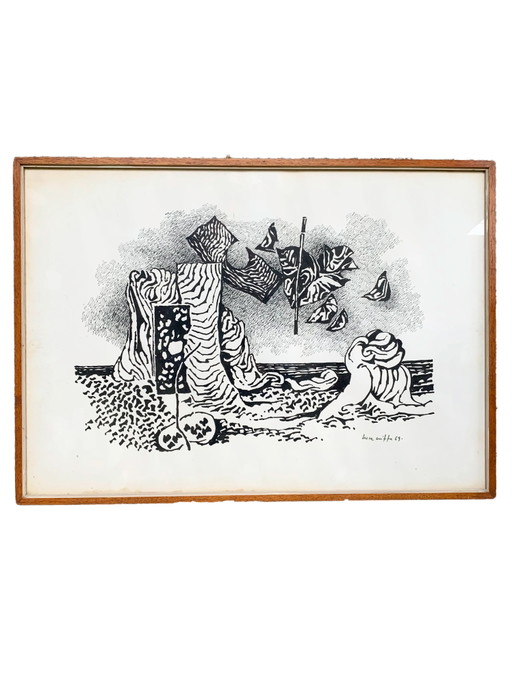 Peinture à l'encre de Luca Crippa, 1969