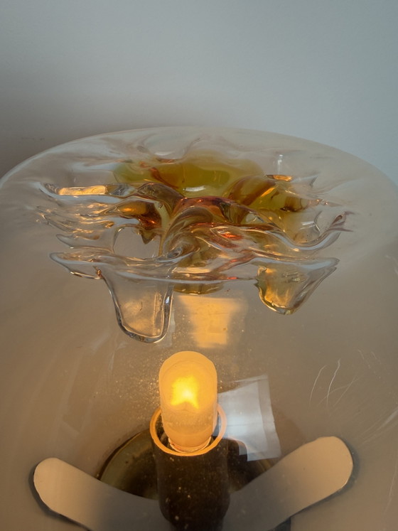 Vintage Mazzega Murano Glass Table Lamp 1970s Space Age / Mid-Century Modern, Iron, Gold (photo 10 of 15)