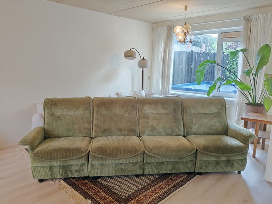 Image 1 of Canapé modulaire vintage vert côtelé
