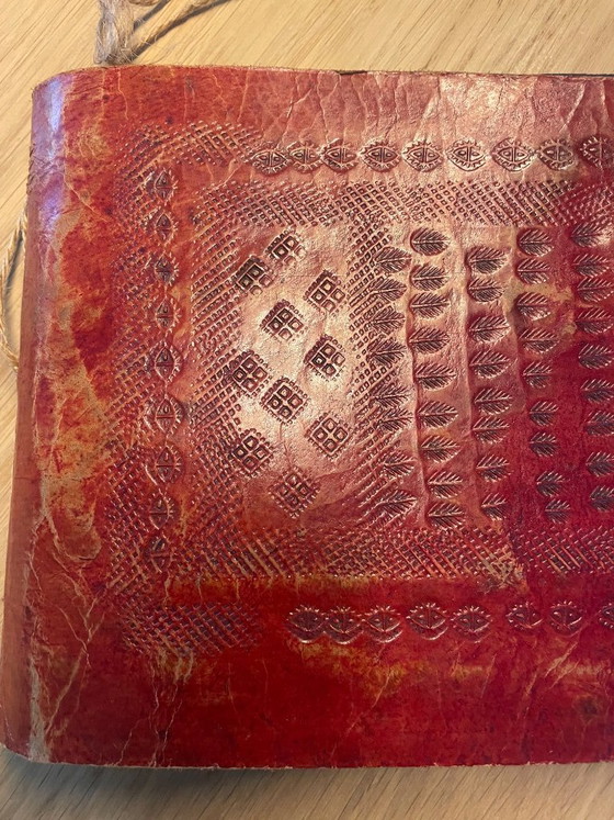 Image 1 of Handgemaakt Rood leren Fotoalbum 
