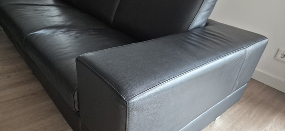 Image 1 of Leolux Antipode black leather 2 and 3 seater sofa