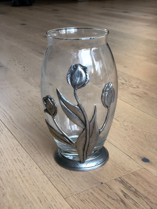 Pewter flower vase