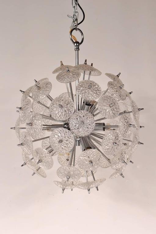 Image 1 of 1970s Glass with Chrome Sputnik Chandelier in the Style of Emil Stejnar