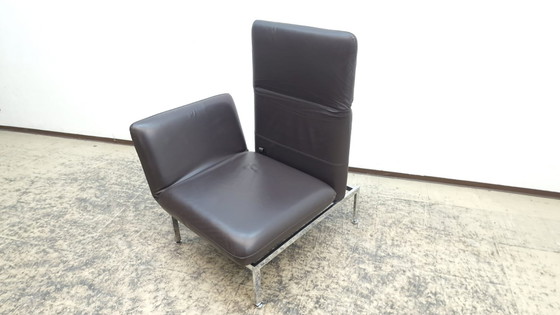 Image 1 of Brühl Roro design fauteuil leren fauteuil stoel bruin slaapbank