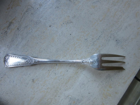 10 French Silver Plated "Metal Blanc" Small Forks Antique Art Nouveau (Ref. 080826) – Table accessories (photo 12 of 14)