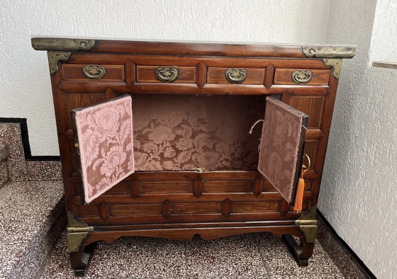 Baule antico coreano, mobile, cassettiera, baule vintage, tavolo-cassapanca, H 82 L 85 P 38 cm – Credenze (photo 4 of 5)