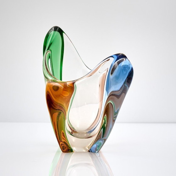 Image 1 of Vintage veelkleurige glazen vaas van František Zemek uit de Rhapsody-collectie