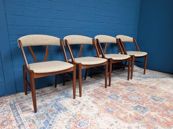 4x Chaises Design Vintage, Henning Kjærnulf, Années 60 – Chaises de salle à manger, Wool (photo 3 of 18)
