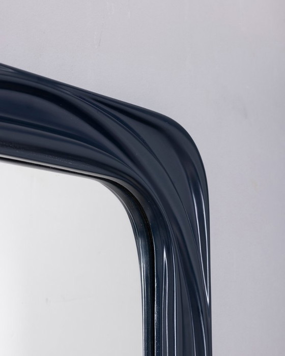 Vintage 1970s Square Wall Mirror in Blue Plastic, Italian Design (photo 6 of 7)