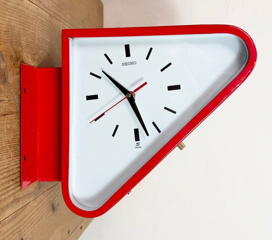 Image 1 of Horloge murale double face Seiko Ships rouge vintage, années 1970