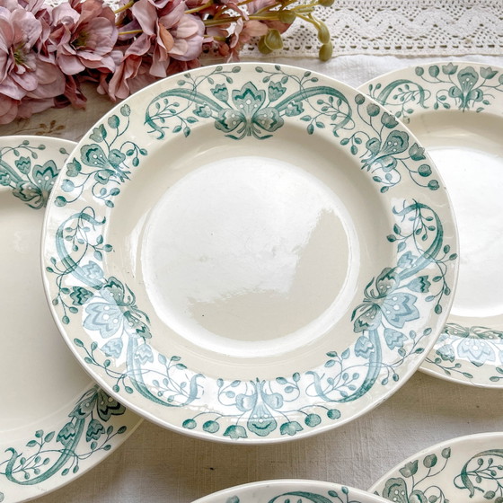 Set di 6 Piatti Fondi Antichi Ironstone "Figuig" – Longchamp XIX Secolo – Stoviglie, Vintage (photo 7 of 9)