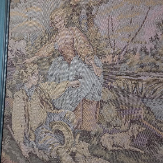 Image 1 of Hand-woven Italian tapestry in a classic wooden frame