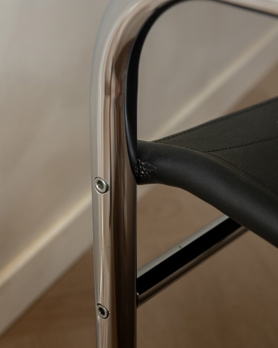 Image 1 of Vintage Bauhaus Klinte loungestoelen van chroom en zwart leer, ontworpen door Tord Björklund voor IKEA, jaren 80, set van 2.