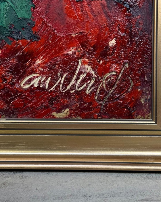 Image 1 of Ausdrucksstarke Sonnenblumen – Skandinavisches Ölgemälde aus der Mitte des 20. Jahrhunderts