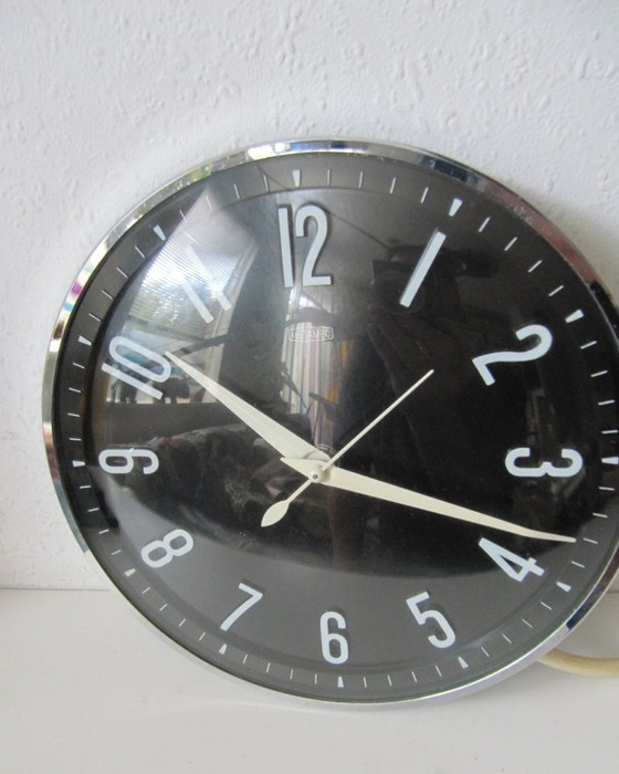 Vintage Wandklok Klok Metamec Jaren 70 – Klokken, Glass, Metal (photo 2 of 5)