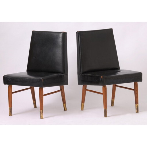 Coppia di sedie vintage in pelle nera - anni '60 