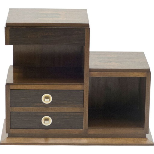 Vitrina de alta costura modernista Art Déco vintage de palisandro y latón, década de 1940