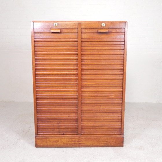 Image 1 of Oak Shutter Cabinet With 2 Shutters, 121 Cm High