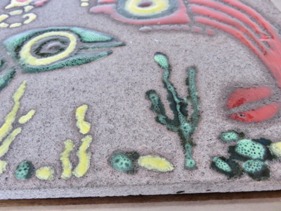 Image 1 of Plato de lava esmaltado modernista, 1970, Francia