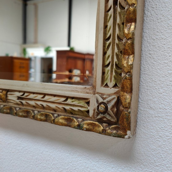 Image 1 of Mesa consola de pared, mesa auxiliar con tapa de mármol y espejo