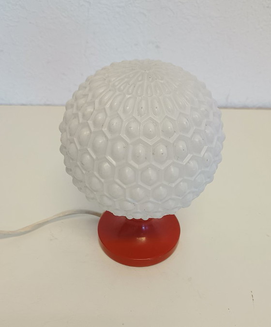 Vintage Bedlampje Rood Metaal En Glas – Tafellampen, Metal (photo 4 of 8)