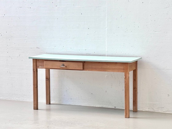 Scrivania Vintage con Piano in Resopal Verde Menta – Scrivanie, Wood (photo 2 of 16)